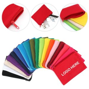 9" x 6" Solid Color Cotton Canvas Multi Purpose Organizer Zipper Pouch