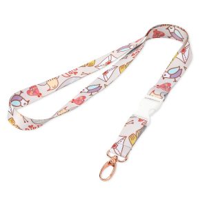 3/4" Full Color Sublimated Lanyard With Metal Oval Hook And Detachable White Plastic Buckle